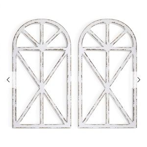 S/2 Cathedral Wood Frame, Distressed White